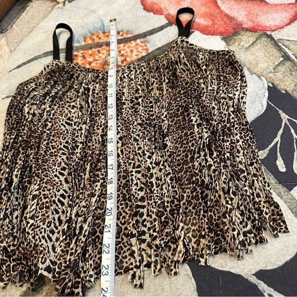 Comme leopard animal print tank top w/full fringe layer & adjustable straps - Picture 10 of 15